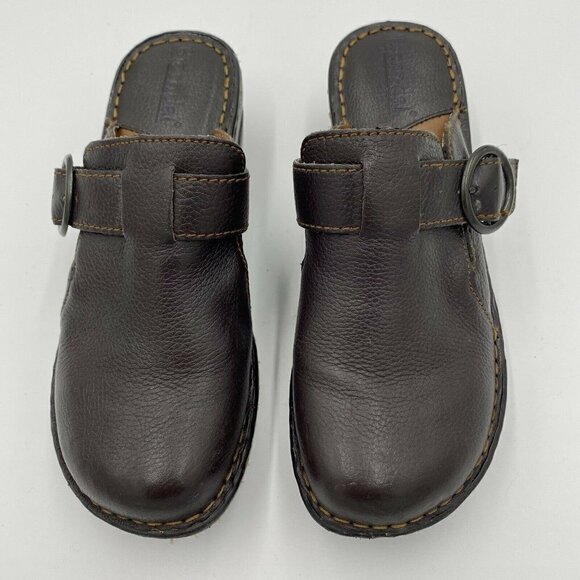 Bjorndal KellyAnne Size 6 Womens Shoes Mule Clog Wedge Heel 136221 Brown Leather - Picture 1 of 9